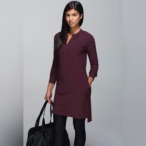 LuluLemon Athletica Long Sleeve Effortless Dress in Bordeaux